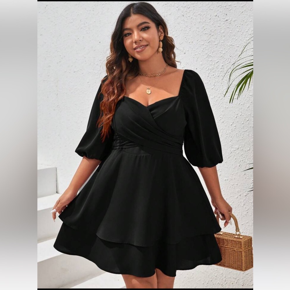 Brand New Little Black Dress Ruffle Hem Soft & Comfy